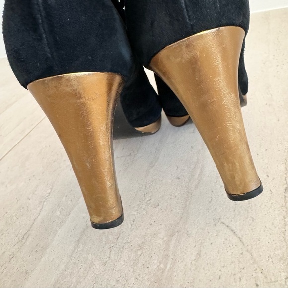 Vintage 90s Yves Saint Laurent Black Suede Heels Lace Up Size 39 US 8 / 8.5 - Picture 8 of 15